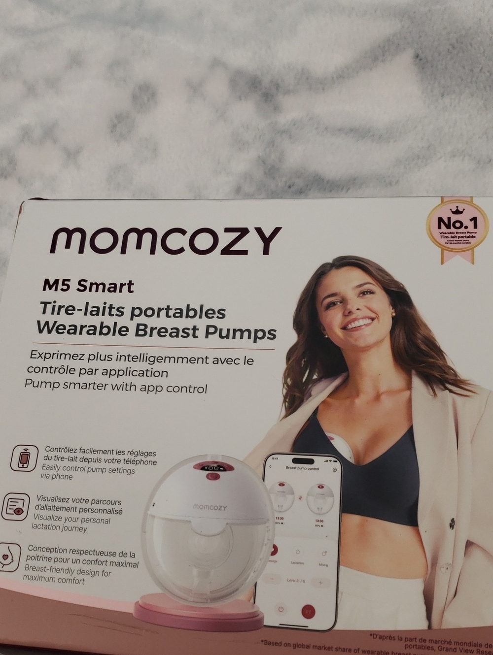 Momcozy M5 Smart Wearable Breast Pumps – Pink Open Box